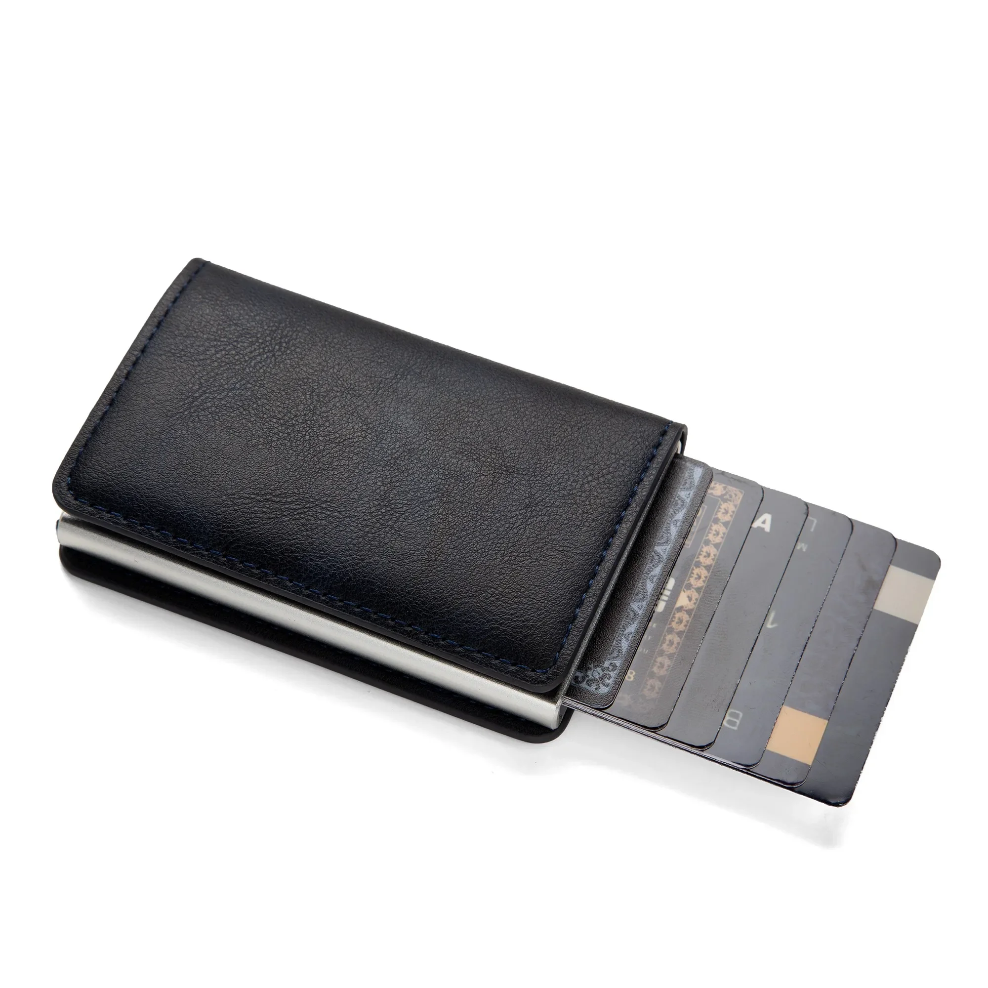 Diebstahlsichere RFID-Kreditkartenhülle, minimalistische Geldbörse, schlanke Kartenhülle, Kartenetui aus PU-Leder für Damen und Herren, Organizer. – Detail 9