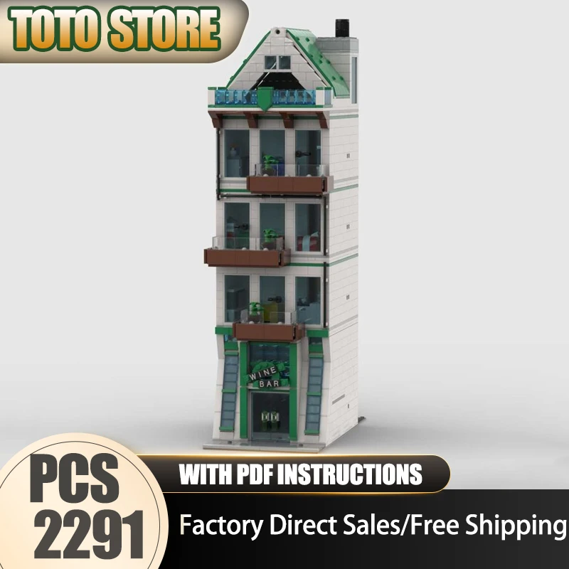 Moc Mattoni da costruzione Negozio di vinificazione Appartamento Modello modulare Tecnologia Blocco modulare Città Street View Giocattoli Assemblaggio fai-da-te Regalo di Natale