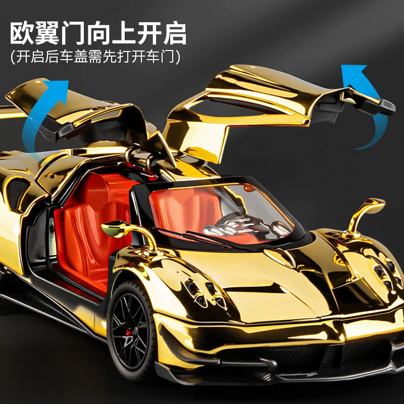 1:24 Huayra BC Model Superauta Symulacyjnego, Butikowy Model Samochodu ze Stopu z Elektroplaterowaniem, Ozdoba Samochodowa, Zabawka dla Dzieci, Model Samochodu z Odlewu Stopu