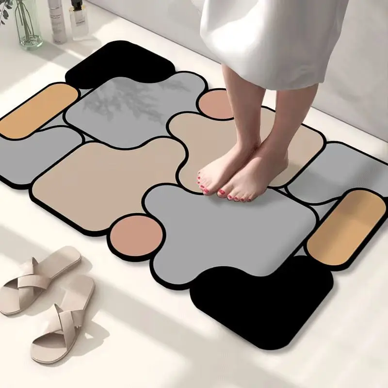 

Впитывающий коврик для ванной комнаты из диатомовой грязи, нескользящий коврик для входной двери в ванную комнату, бытовой напольный коврик, быстросохнущий несмываемый кухонный коврик