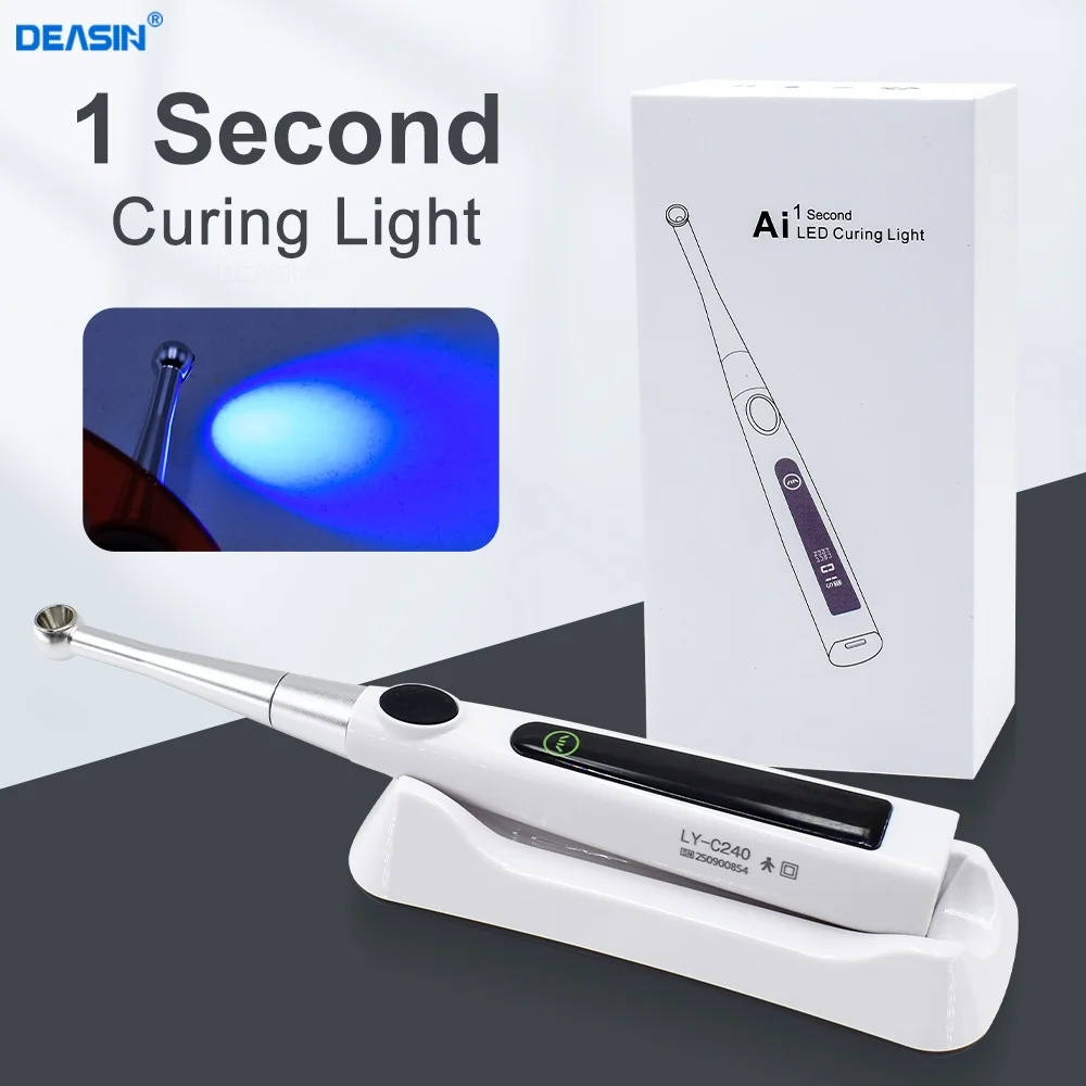 DEASIN Nuova Lampada Polimerizzatrice Dentale 1S LED Senza Fili con Testa in Metallo, 4 Modalità, Attrezzatura Odontoiatrica