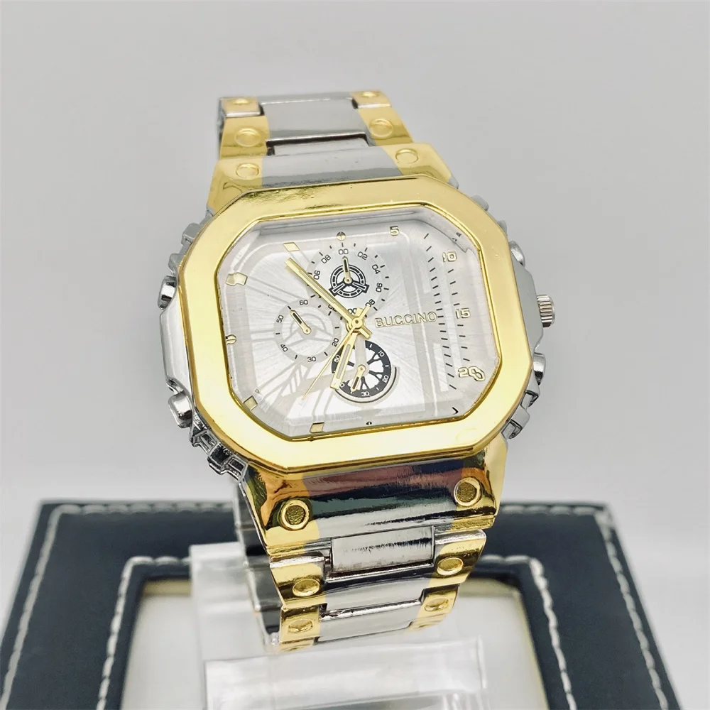 Elegant Exquisite Wristwatch Rectangle Dial Fashion Quartz Men Male Watches Steel Clock Masculino Relogio Business Hours Saati