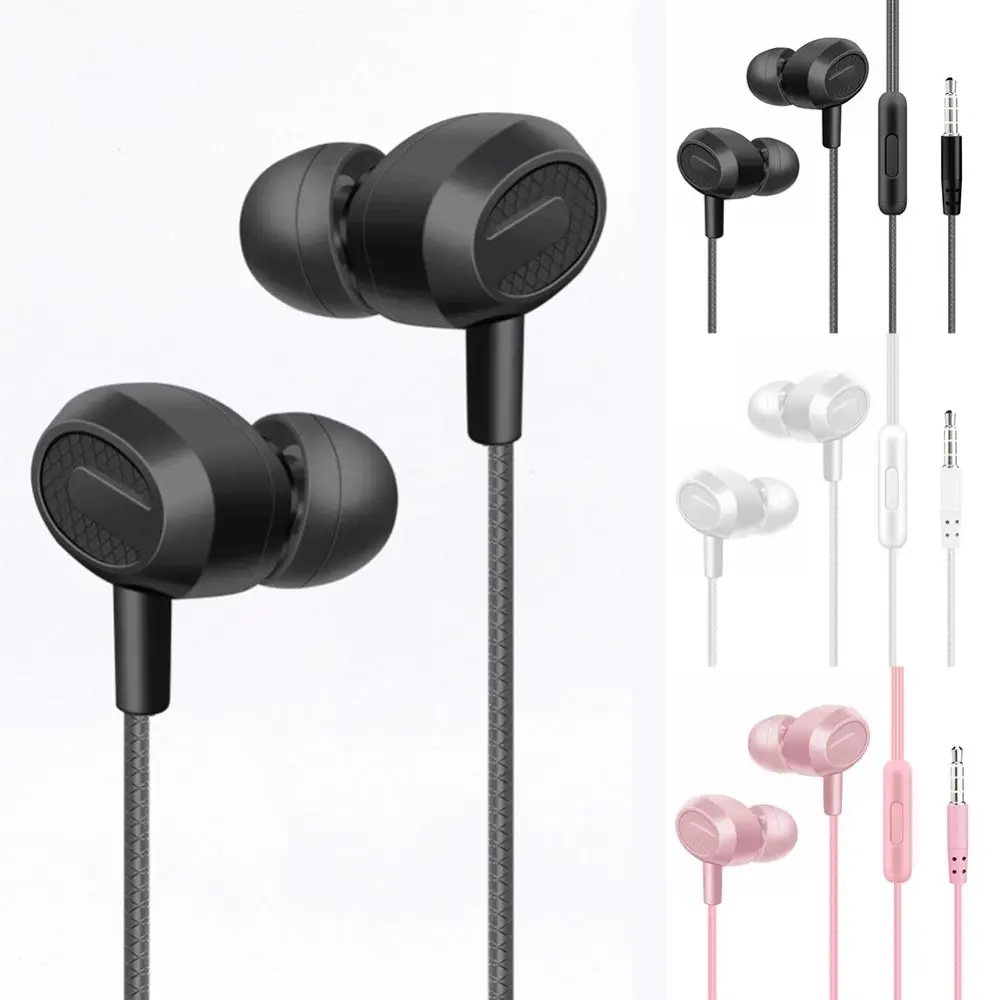 Portable 3.5mm Earphones Stereo High Definition Wired Headset Noise Canceling Deep Bass Earbuds