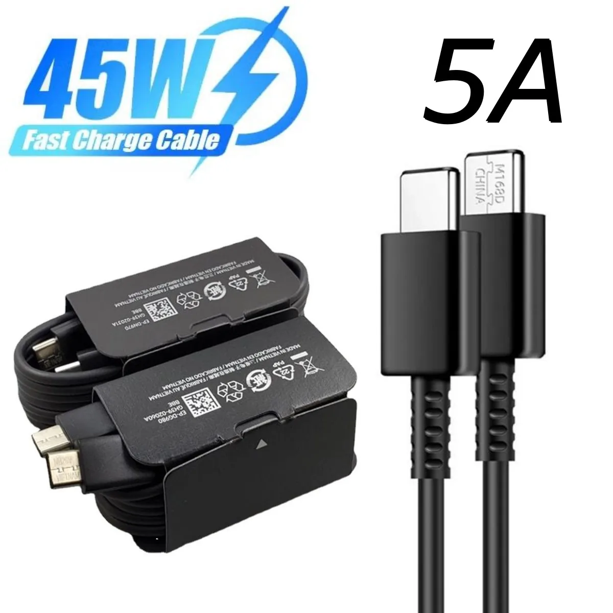 

50pcs 45W 5A Super Fast Quick Charging Cable 1m 3ft C-C Type c PD USb Cable For Samsung S10 S20 S21 S22 htc Lg date cable
