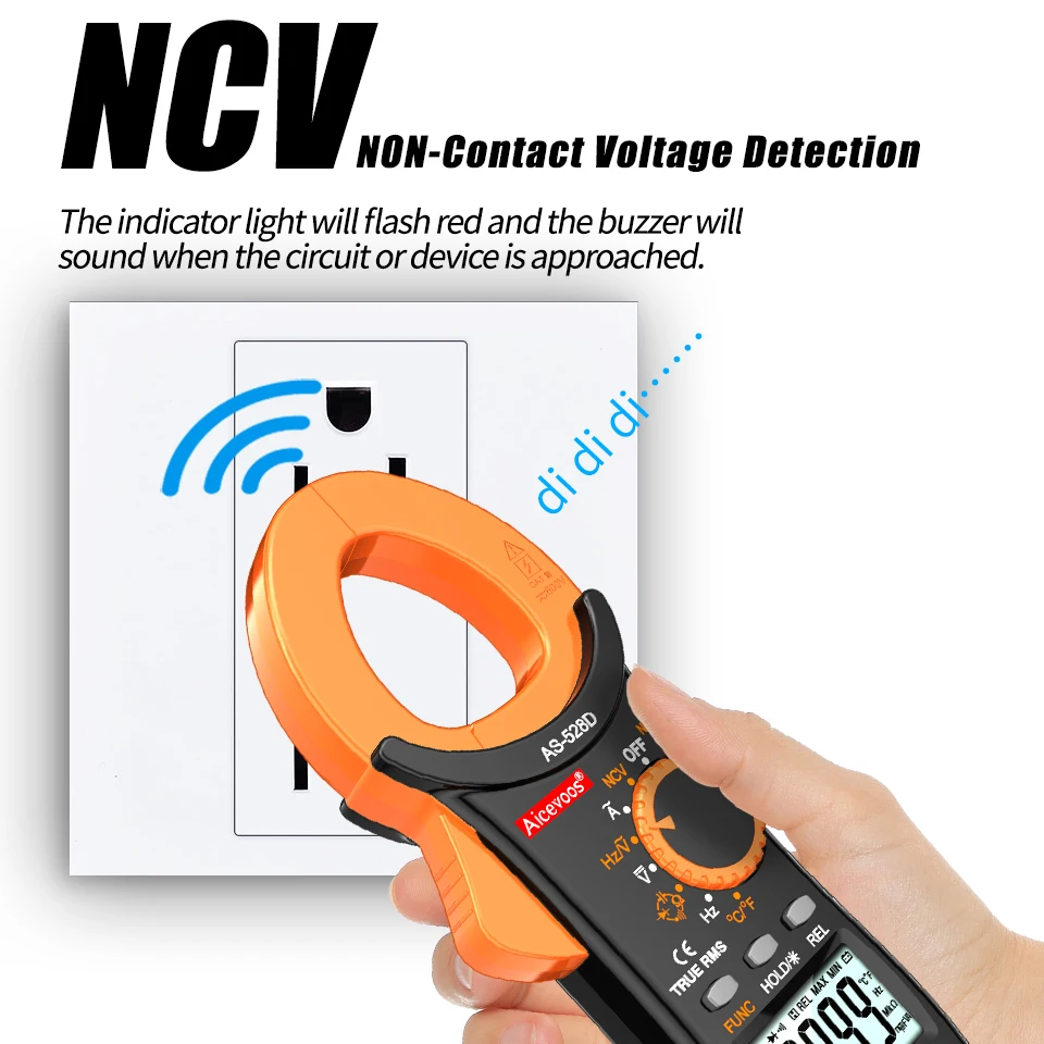 Aicevoos Digital Clamp Meter AC DC Voltage Tester Auto Rang Current Clamp TRMS Multimeter Ammeter Ohm Capacitance Resistance NCV