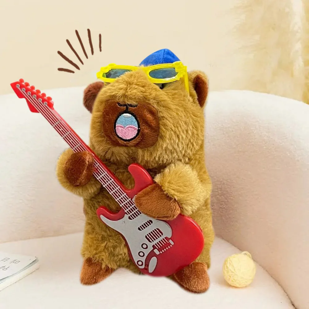 Mainan menari musik mewah Capybara lucu kreatif dapat menari boneka Capybara mewah Silly isi daya USB boneka belajar berbicara untuk mainan lucu