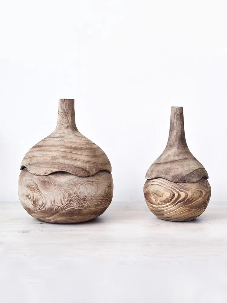

Nordic Style Wooden Vase, Luxury Living Room Tabletop Flowers Vase, Creative Home Dinning Table Decors