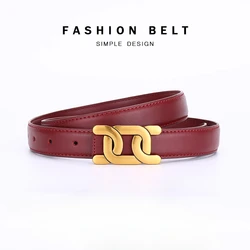 Fashion Burgundy Genuine Leather Women's Belt Cowhide Trend All-match Waist Belt for Women
