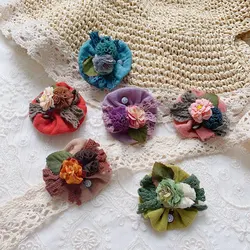 Johnature Mori Women Sweet Cute Vintage Versatile Fabric Flower Shape Brooch New Casual Japanese Linen Floral Accessory