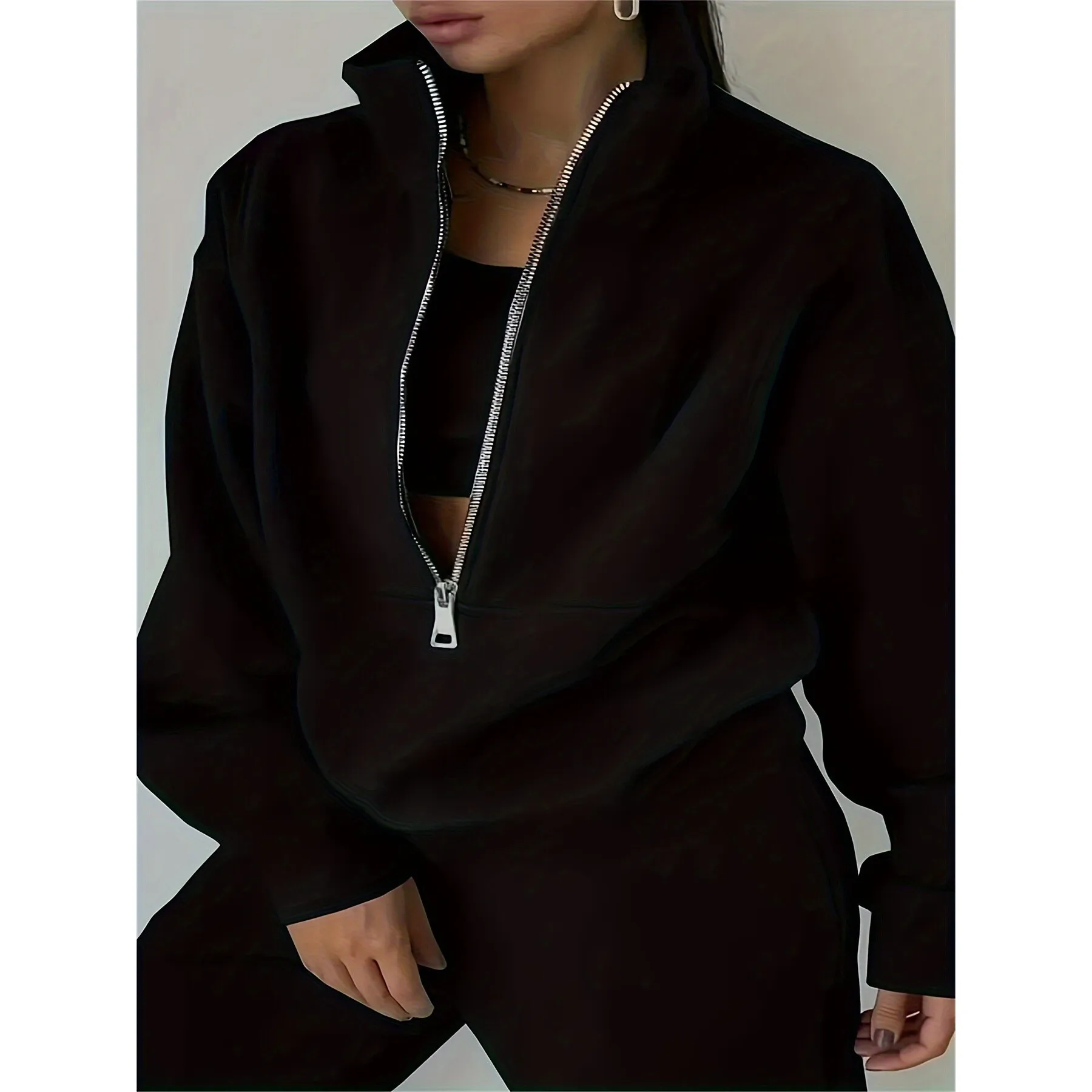 

Casual Sportswear Set Y 91518 Zip Fce Sweat Suit Women's Fashionable Summer Outfit Two-Piece Set Comfortable Breathable