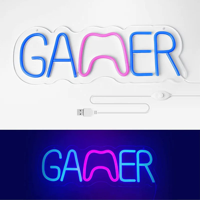 Game Neon Sign Light LED Game Zone Gaming Console Logo Nightlight Lamp Decor Bar KTV Internet Cafe Room Party Shop Gift