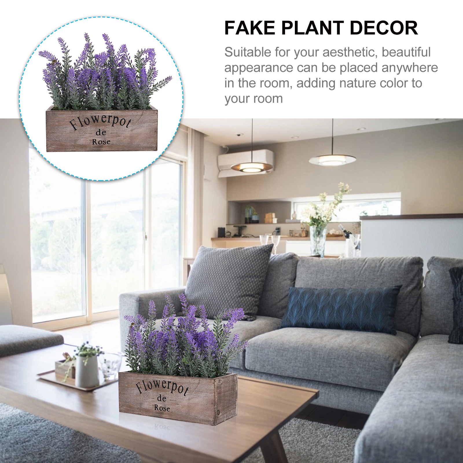 

Plant Simulated Lavender Potted False Flower Decor Realistic Bonsai Fake Household Emulated Artificial Purple Imitated