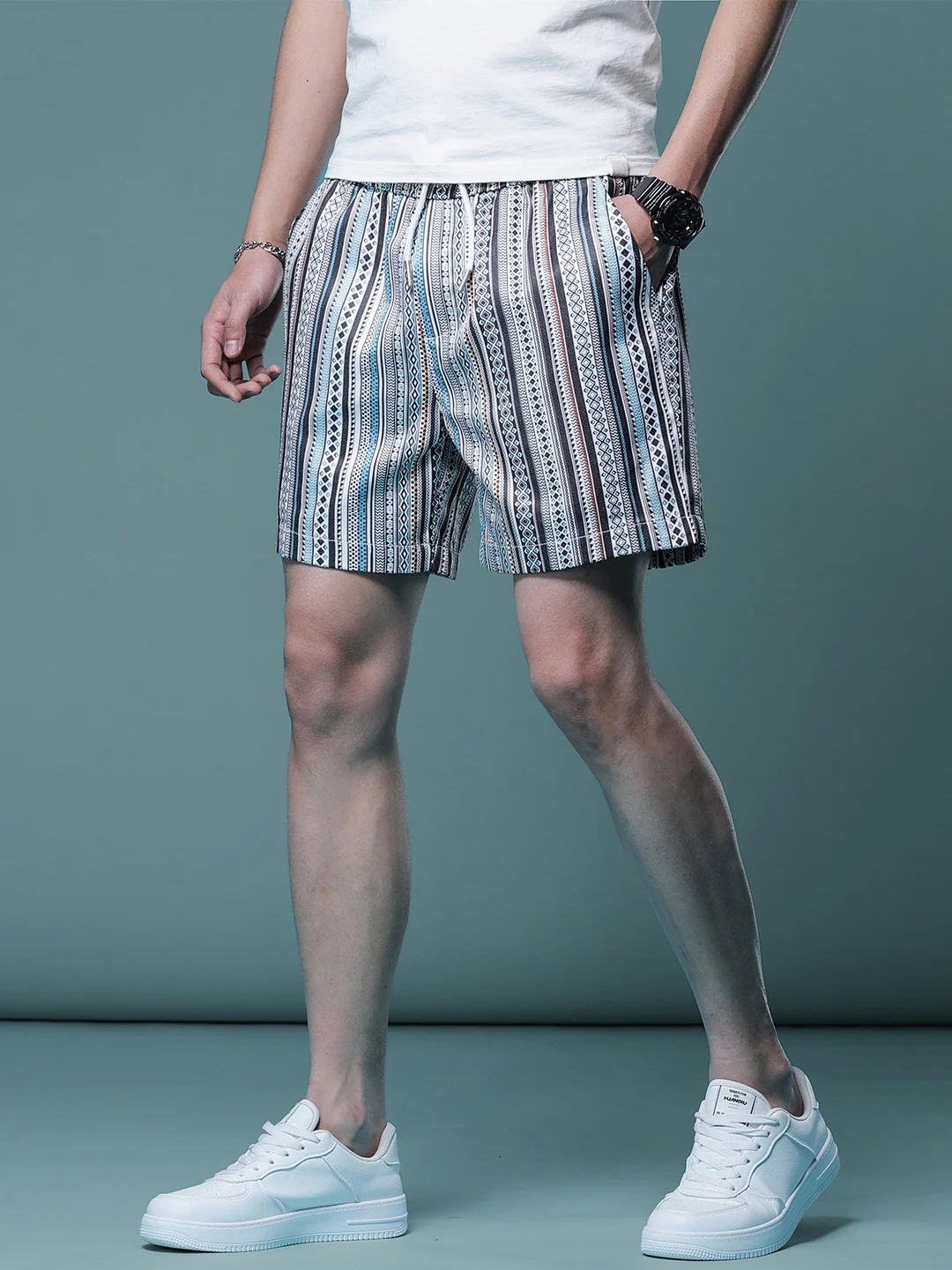 

Loose Men's Casual orts Striped Faion Urban Sle Breathable Lightweight Summer New Arrival Men's mid Waist Straight Leg ...