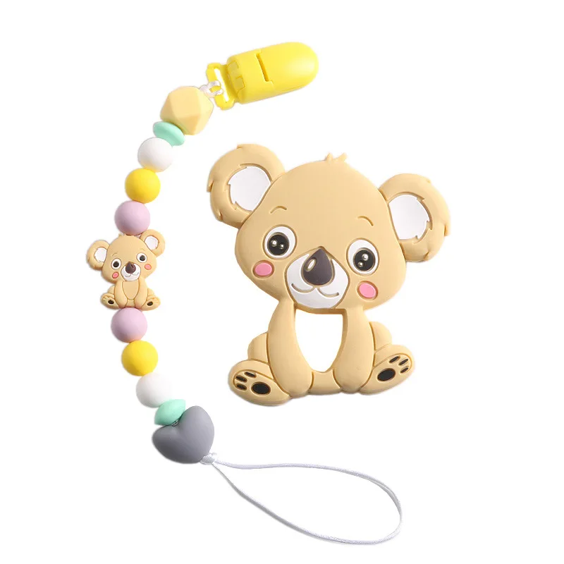 Baby Toy Teething Toy Pacifier Chain Set Pacifier Grinding Rod Baby Supplies Silicone Pacifier Chain Koala Cartoon Toy Bite Glue