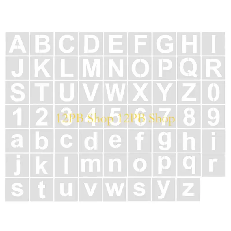 12PB 60Pcs Letter And Number Stencils Drawing Templates