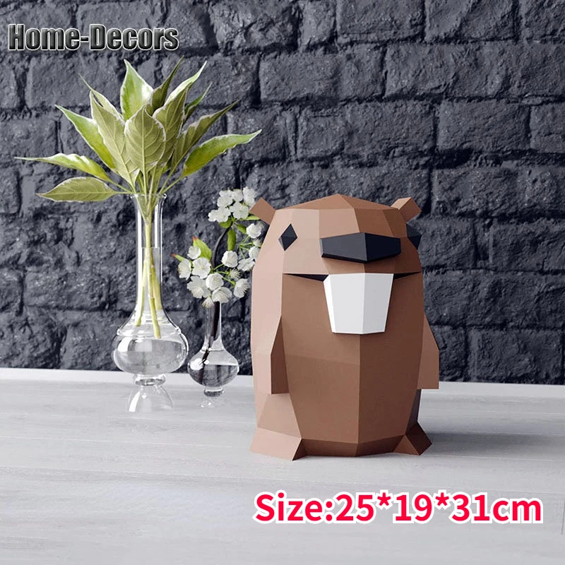 3D Paper Mold Non-Finished Beaver Model Folding Paper Work Party DIY Craft Home Desk Floor Decor Figurines Miniatures