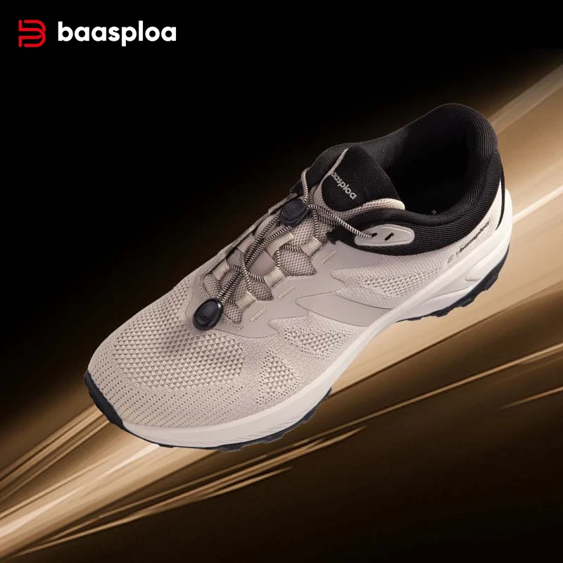 Baasploa Men Hiking Shoes Outdoor Sneakers Breathable Mesh Climbing Shoes Wear-resistant Casual Walking Trainers Fashion Footwea