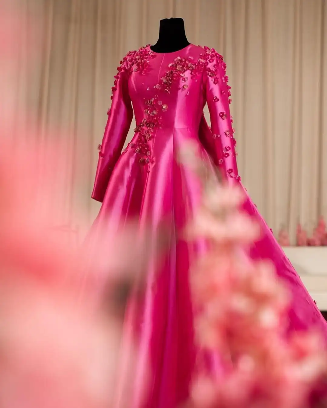 Meetlove Customized Pink A-Line Zipper up Elegant and beautiful dress Dubai Luxury Evening Dress 2024