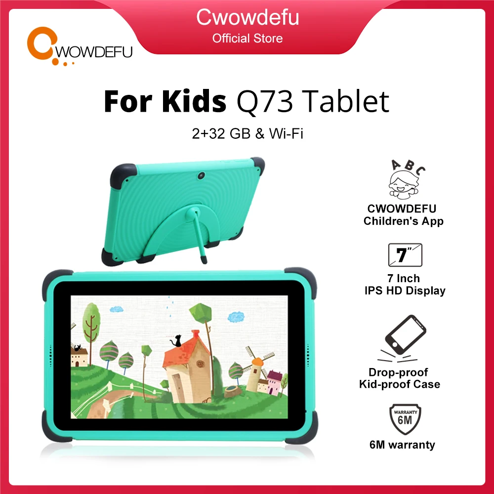 Kinder Android Tablet 7 ''HD 1024x600 Bildschirm Android 11 Quad Core 2GB 32 GB WLAN 3000mAh lernen Kinder Tablet Drop-Proof Fall