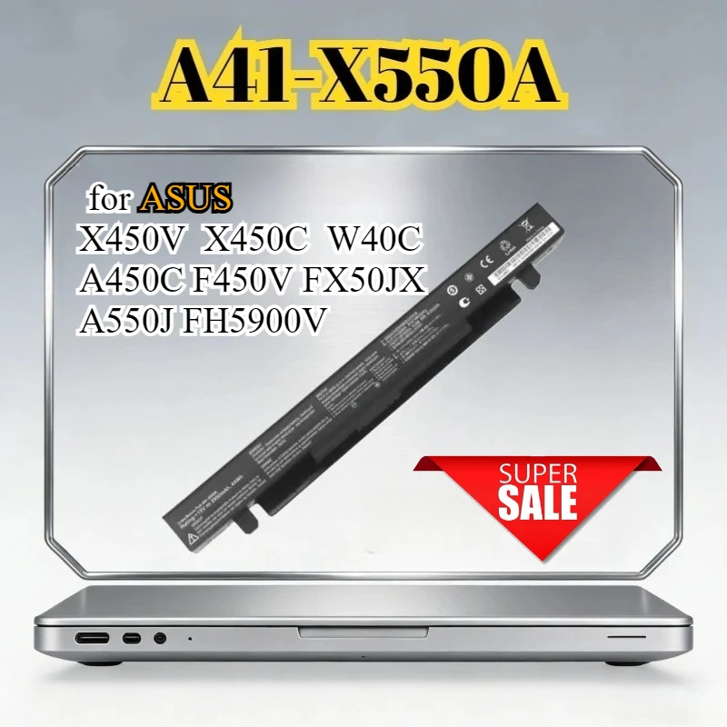 

A41-X550A Rechargeable Battery Compatible for ASUS X450V X450C W40C A450C F450V FX50JX A550J FH5900V