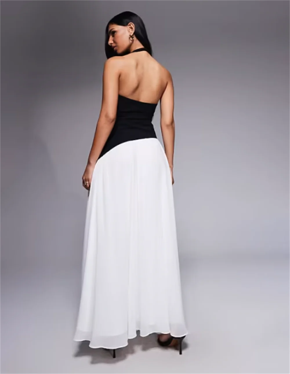 Women's Formal Evening Gowns Chiffon Sleeveless Color Block A-Line Evening Dresses Elegant Party Formal Dresses Prom Gowns