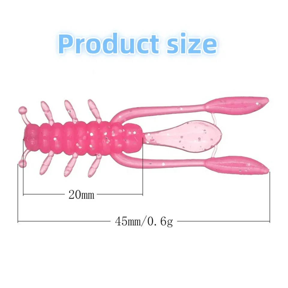 طعوم صيد صغيرة من مادة تي بي ، طعوم اصطناعية من السيليكون ، صيد سمك الشبوط القاروص ، هزازة ، هزازة ، ج ، 45 ، 20