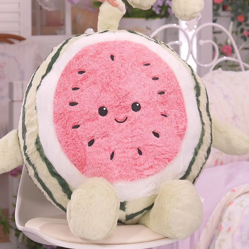 40CM Cute Bubble Watermelon Plush Toy Watermelon Cut Surface Creative Plant Watermelon Doll as a Festival and Birthday Gift