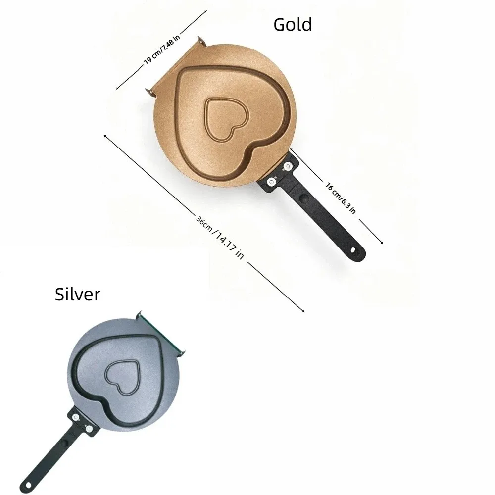 Love Shaped Breakfast Pan Non-Stick Flat Bottomed Flip Frying Pan Multi-Purpose with Long Handle Pancake Maker Home Kitchen