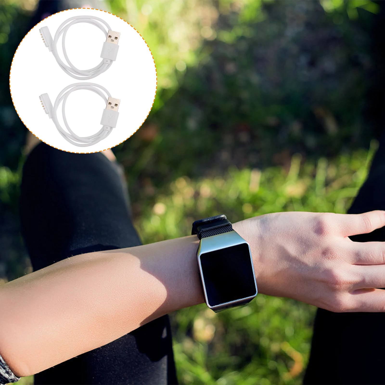 

Magnetic Suction Charging Cable for Smart Watch White PVC 4 Pin Strong Durable Practical Stable Easy Store Replacement