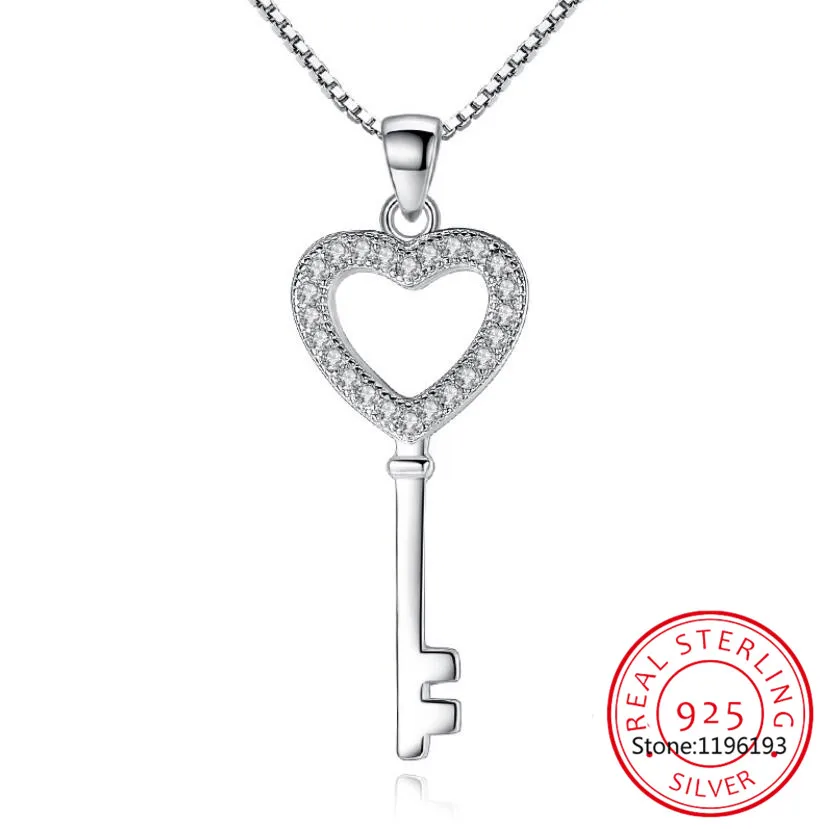 Moissanite Necklace Love Heart Key Pendant 0.5ct Sterling Silver D VVS1 Lab Diamond with GRA Certificate Necklace for Women