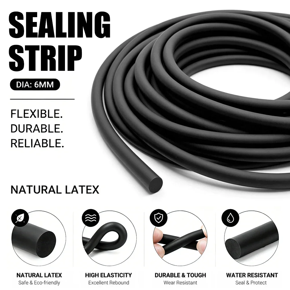 Diameter 6mm Natural Latex Solid Strip Strong Resilience Elastic Fishing Slingshot Binding Rope Tying Rubber Line String