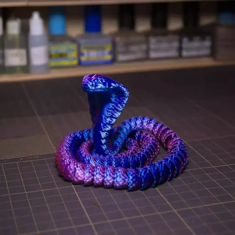 Funny Printing Model 3D Printed Snake Rotatable Handmade Simulated Snake Ornament Realistic Animal Simulation Model Kids Gift