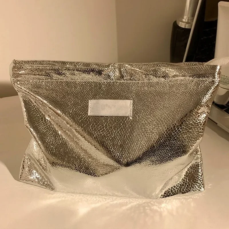 Sequin Portable Storage Bags Women Girls Silver Color Multifunctional Shiny Bags High Capacity Outdoor Travelling Storage Bags