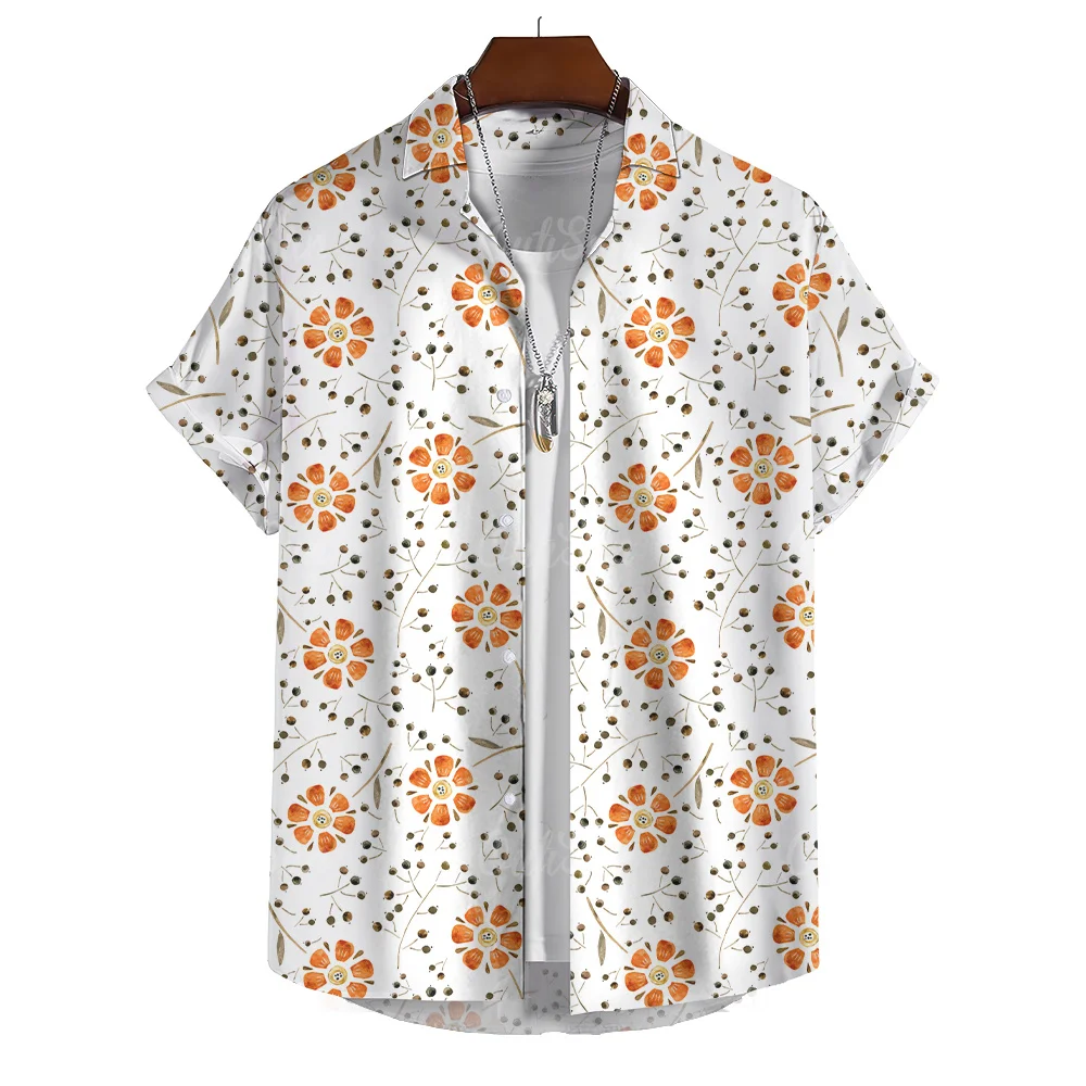 Camisa de manga curta estampada floral havaiana masculina, roupa oversize solta, camisa casual em 3D, blusa simples