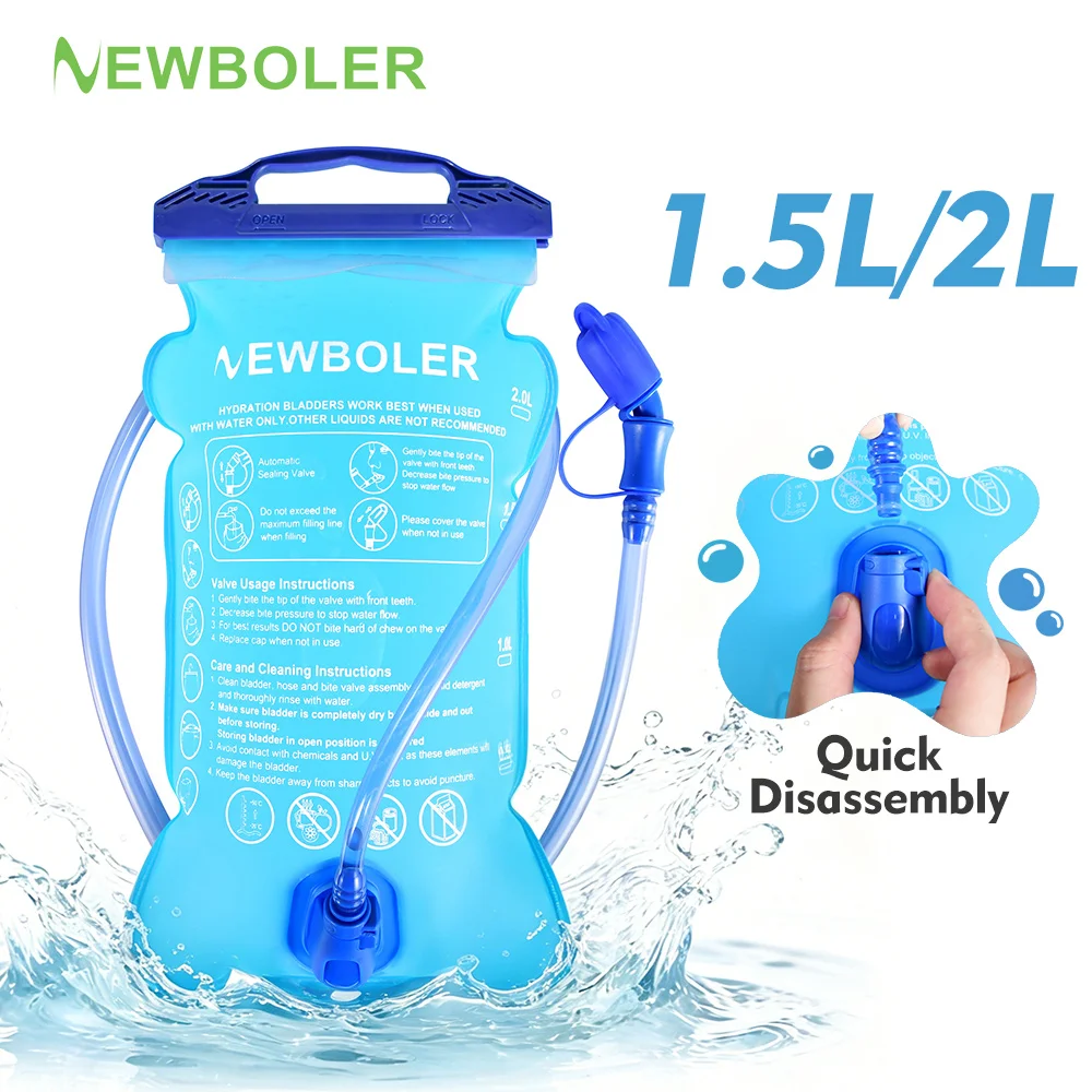 NEWBOLER Water Bladder Hydration Backpack 1.5/2L Capacity TPU Waterbag Reservoir For Running Cycling Hydration Water Storage Bag