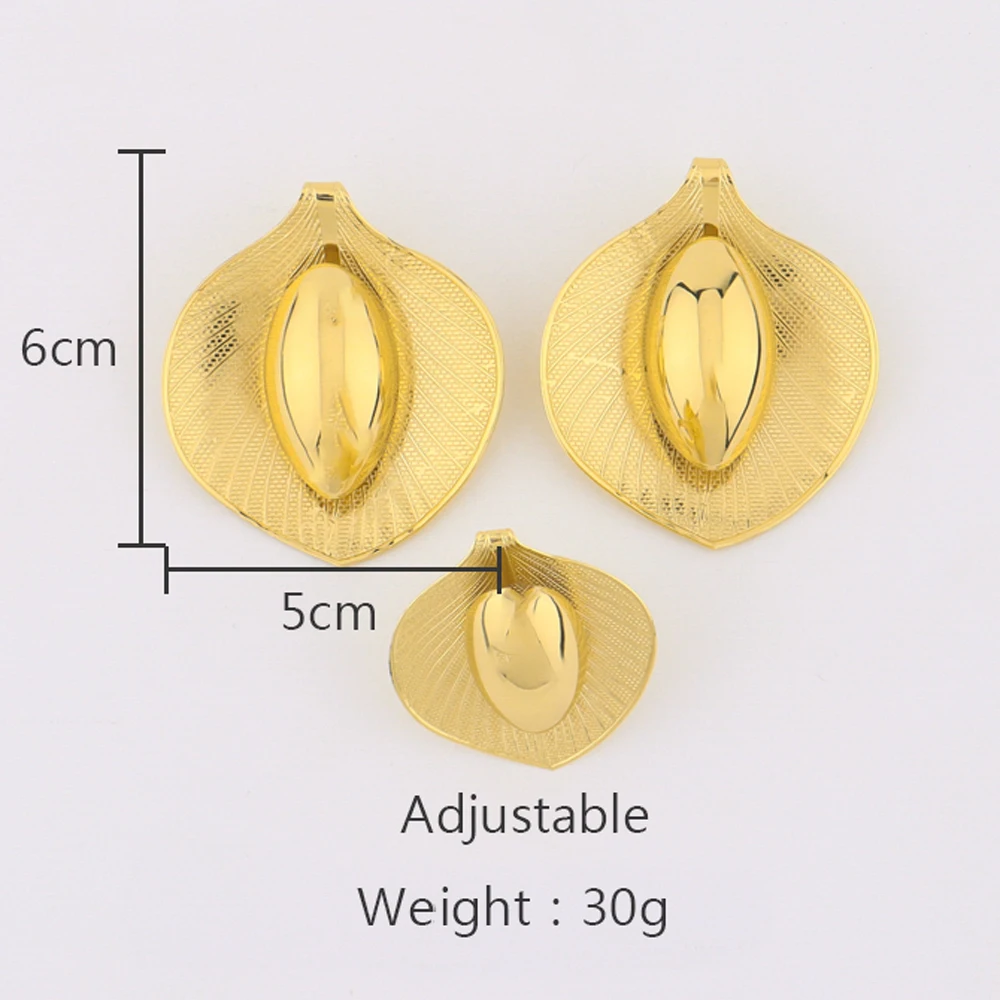 Brazil Gilding 2Pcs Calla Lily Jewelry Set Elliptical Pistil Earrings Trendy Ring Anniversary Day Party  Valentine\'s Day Gift