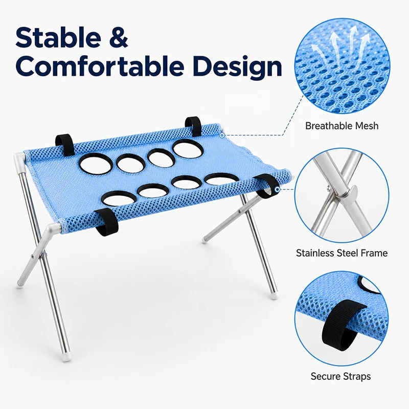 Portable Pet Grooming Bath Hammock Stand Foldable Adjustable Cat Dog Bathing Rack Quick Dry Mesh Grooming For Small Medium Pets view 3
