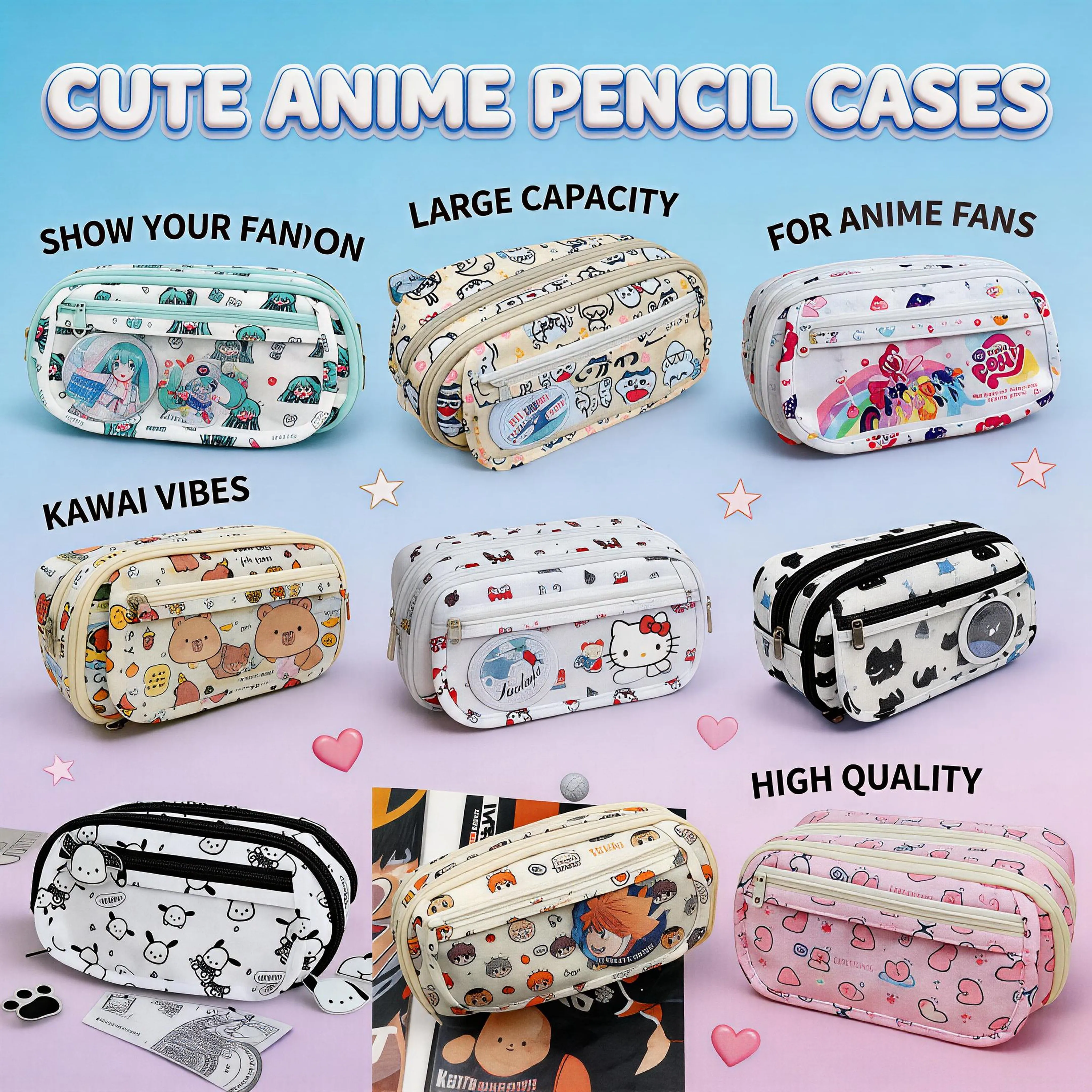 

Hatsune Miku Anime Cosplay Pencil Case Large Capacity Stationery Bag Cute Multi Layer Pouch For Students High Value Makeup