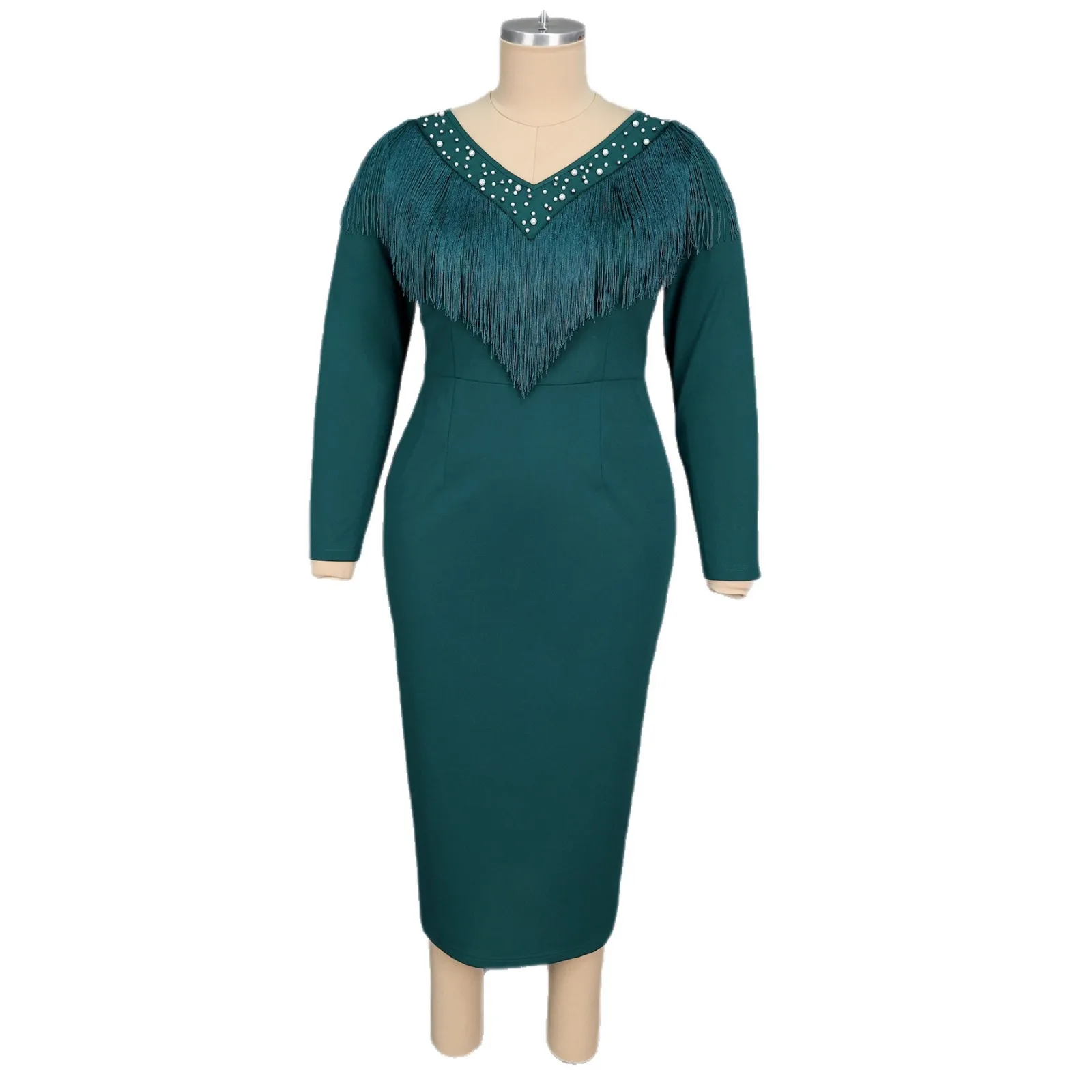 

African Dresses for Women Fashion 2026 Spring Autumn Dashiki African Long Sleeve Tassel Plus Size Bodycon Long Maxi Dresses