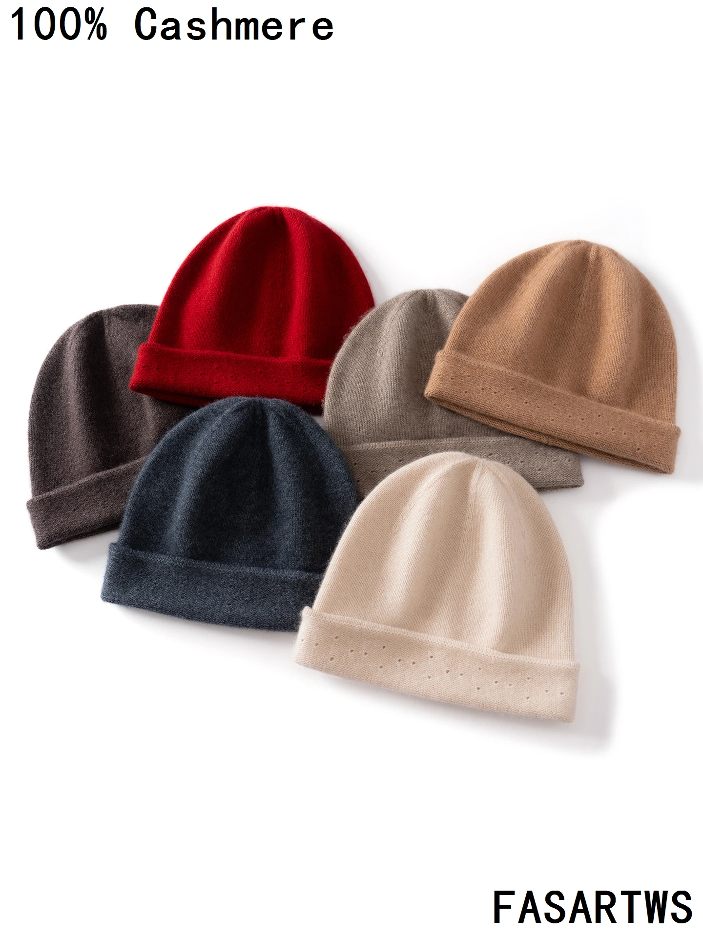 

FASARTWS Selected 100% Cashmere Hat Winter Warm Hat Solid Color Beanie Hats Outdoor Windproof Warm Hat Unisex Casual Knitted Hat