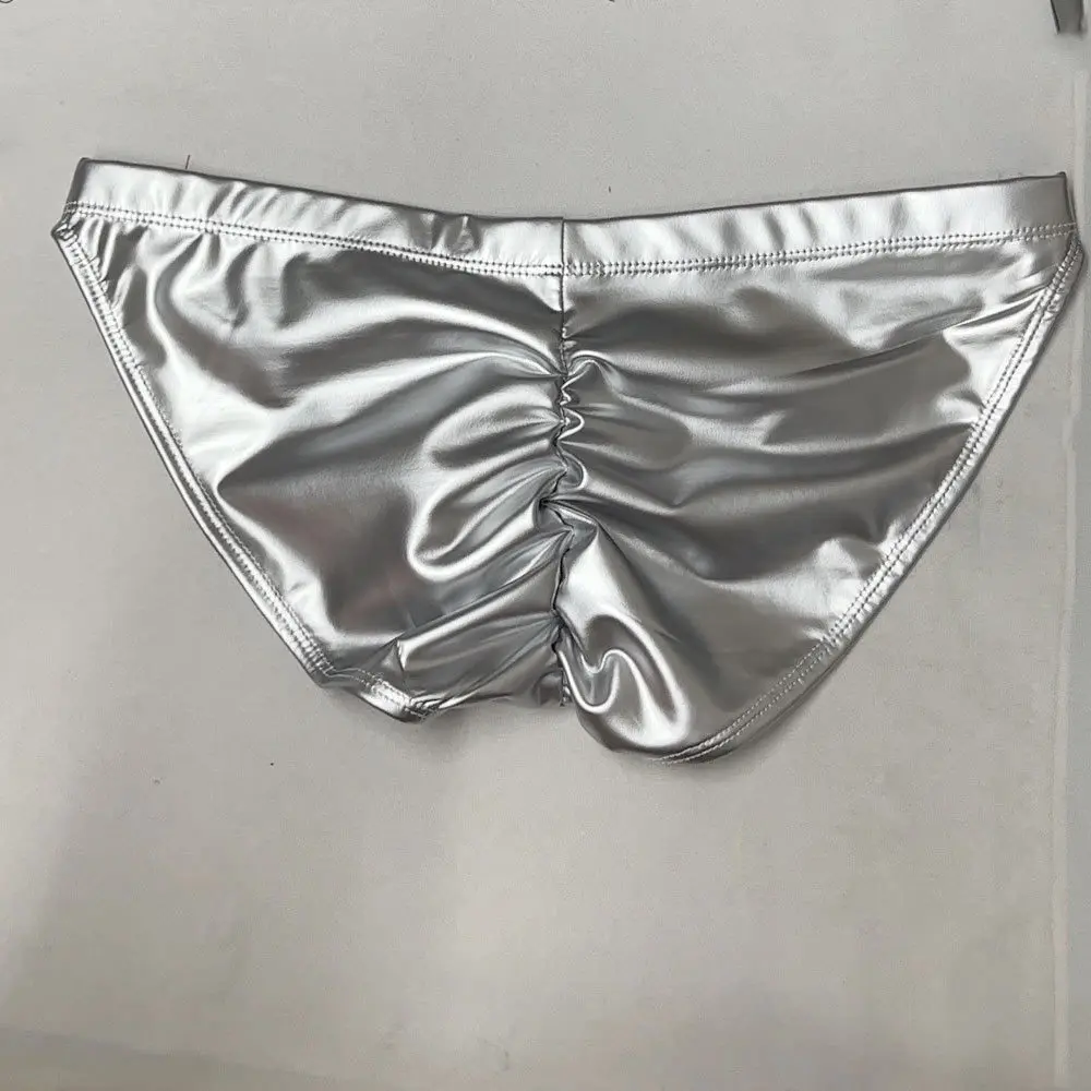 

MEISE Sexy Latex Briefs Men Low Rise Underwear Shiny PU Short Pants U Pouch Crotch G-string Thongs Gay Underpants Mini Short