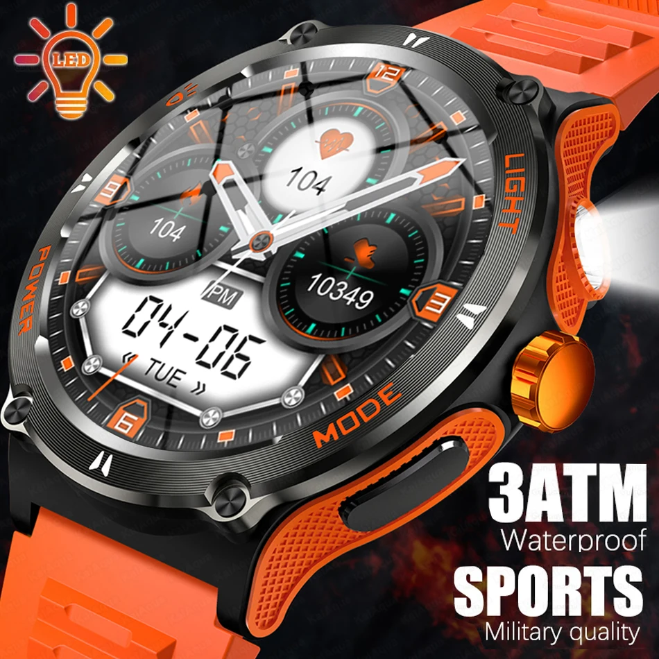 

For HUAWEI Xiaomi Outdoor Sport Smart Watch Men GPS Fitness Compass LED Flashlight 3ATM Waterproof BT5.3 Call Smartwatch 2025New