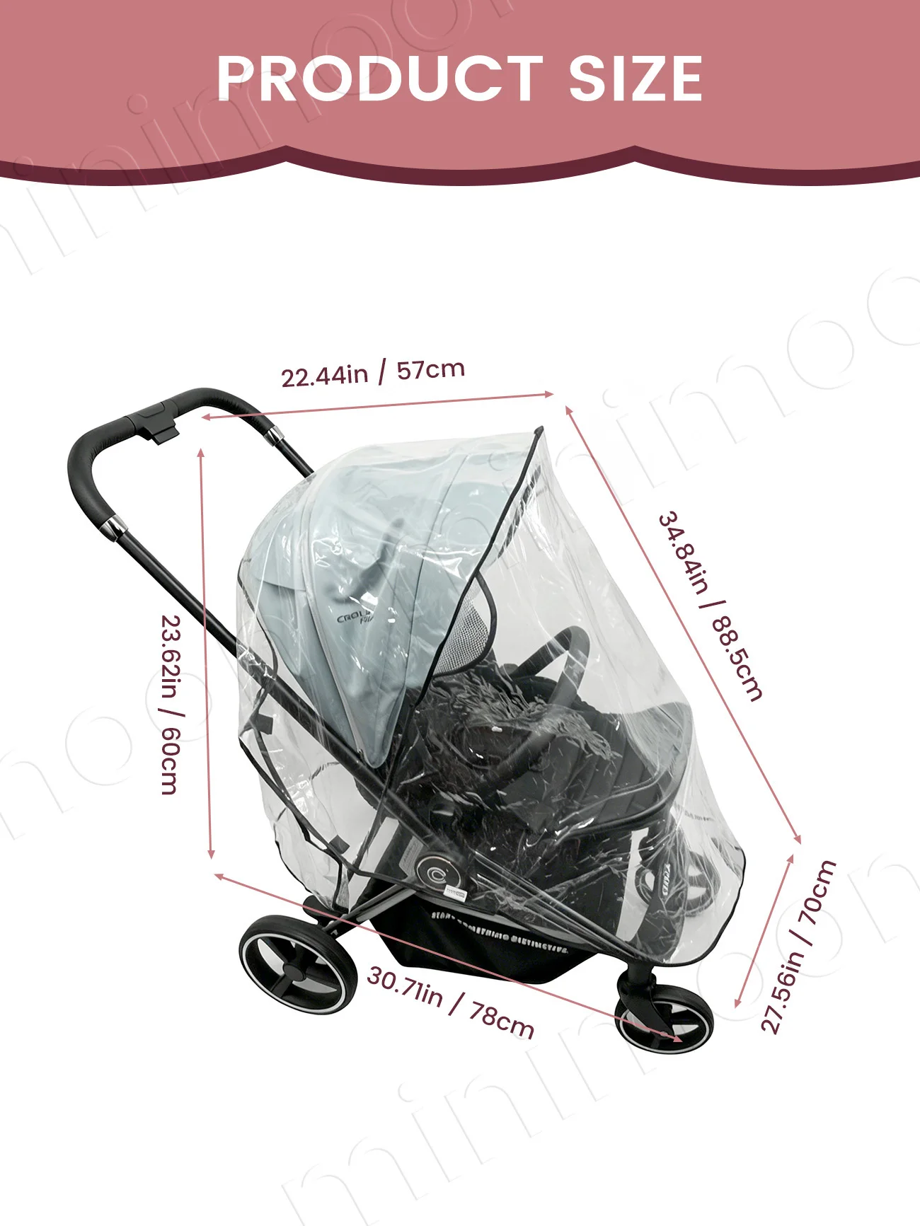 Universal Waterproof Stroller Rain Cover, Clear Windproof Weather Shield with Ventilation for Outdoor Use