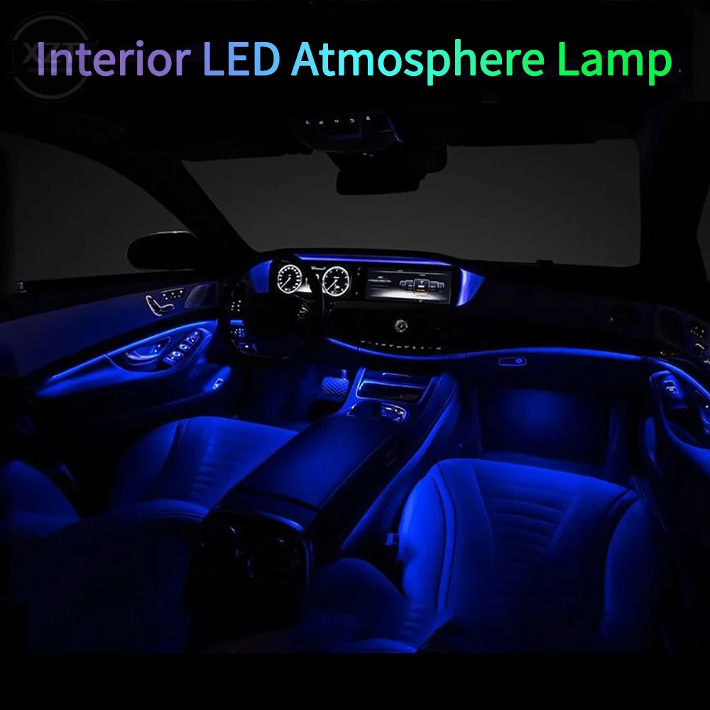 72LED RGB Car Foot Environment Light with USB Cigarette Lighter Car Interior Decoration Light with Remote Control/Voice Control