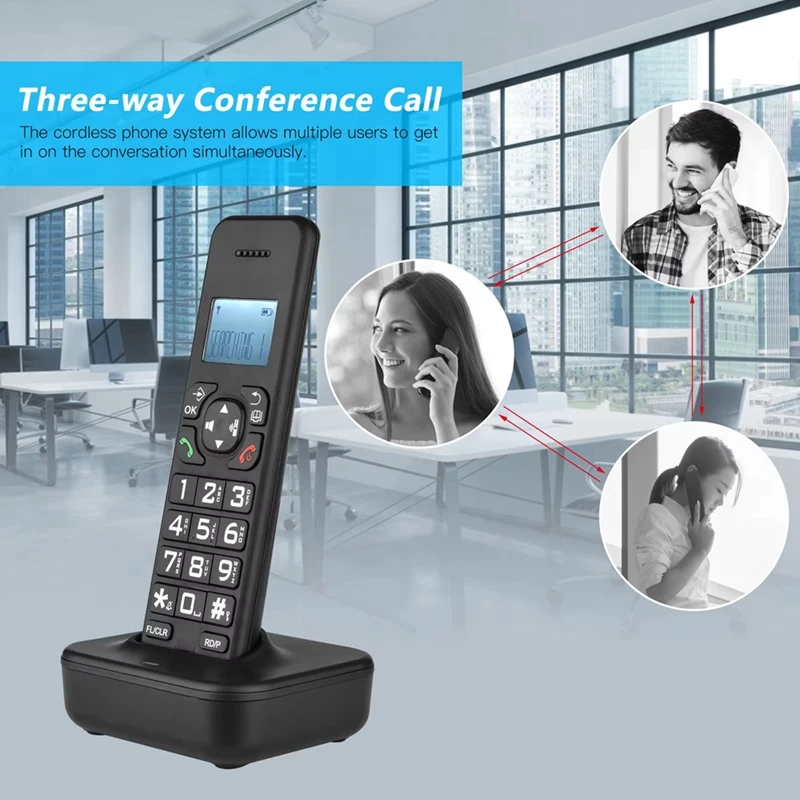 D1102B Cordless Phone Caller ID/Call Waiting 1.6 Inch Backlight LCD 3 Line Screen Display 16 Languages US PLUG