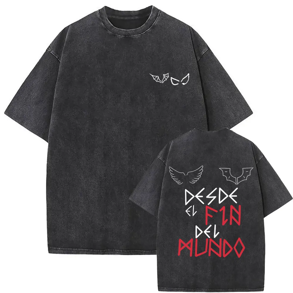 Washed Vintage Rapper Duki Antes De Ameri Merch T-shirt Male Hip Hop Hot New Short Sleeve Men\'s Women Fashion Oversized T Shirts