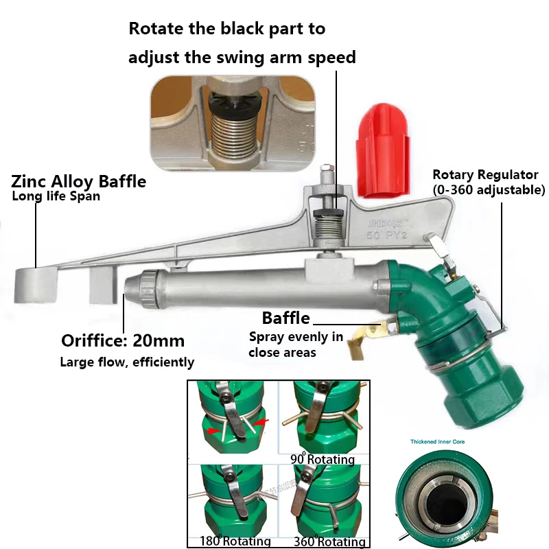 Imagem -06 - Adjustable Adjustable 360 Graus Ajustável Pistola de Aspersão de Irrigação Pistola de Pulverização Rotativo Jardim Aspersor de Água 2.5