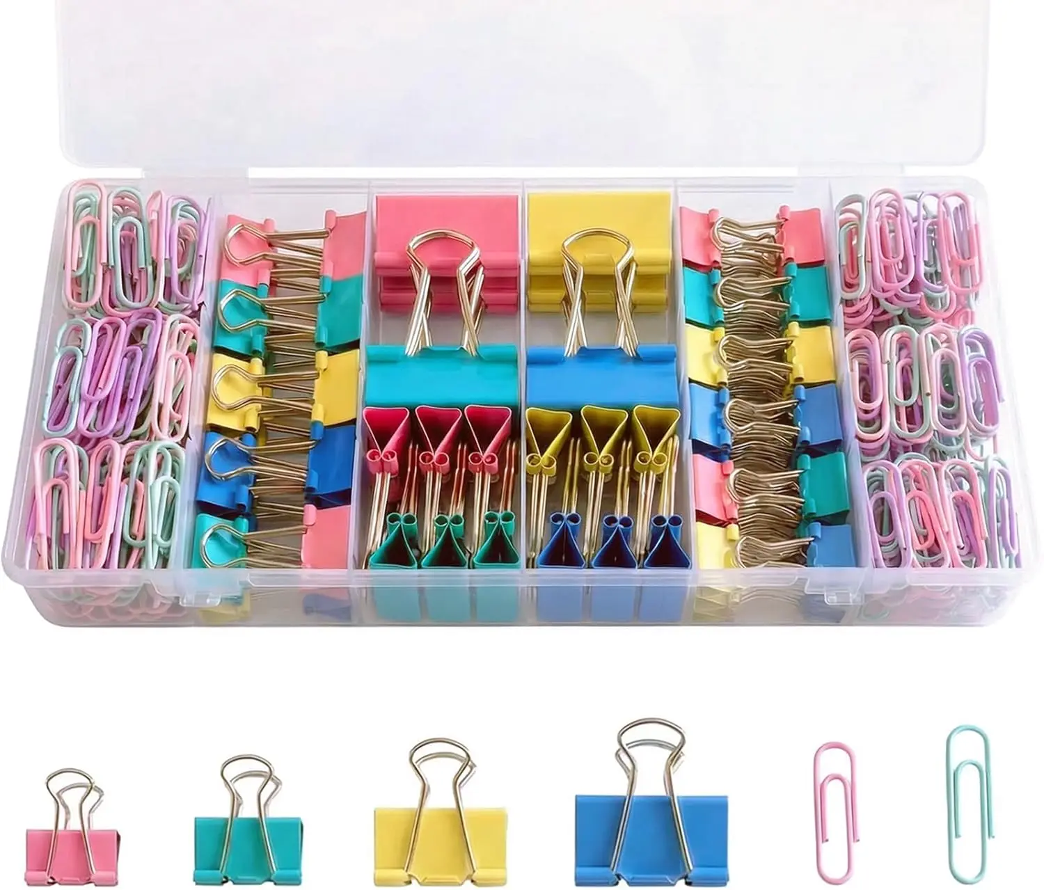 276Pcs Paper Clips and Binder Clips Assorted Sizes，Colored Binder Paper Clips Office Clips Office