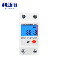 LCD Single PhaseTwo Wire Digital Display Wattmeter Power Consumption Energy Electric Meter kWh AC 230V 50Hz Electric Din Rail