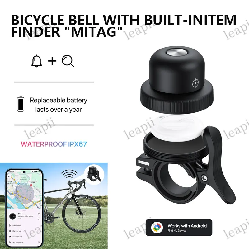 Mili Air Tracker Tag with Bike Bell Mitag Bluetooth Tracker Item Finder Compatible with Google Find My APP (Android ) Locator